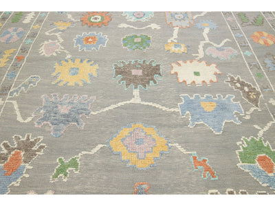 Modern Oushak Wool Rug 9 X 12