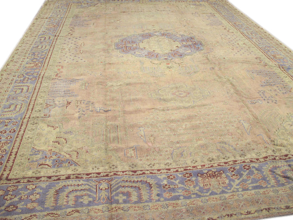 Antique Turkish Oushak Wool Rug 11 X 14