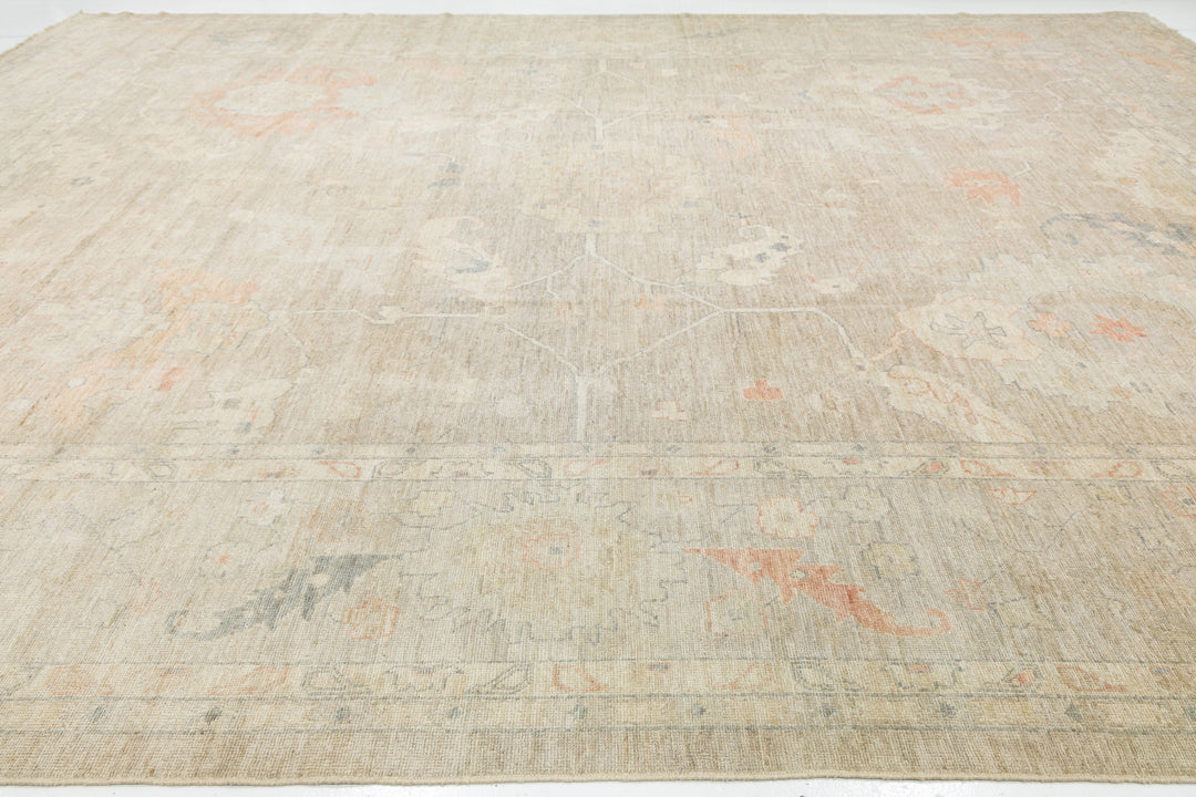 Modern Oushak Wool Rug 14 X 19