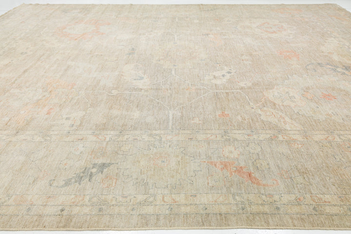 Modern Oushak Wool Rug 14 X 19