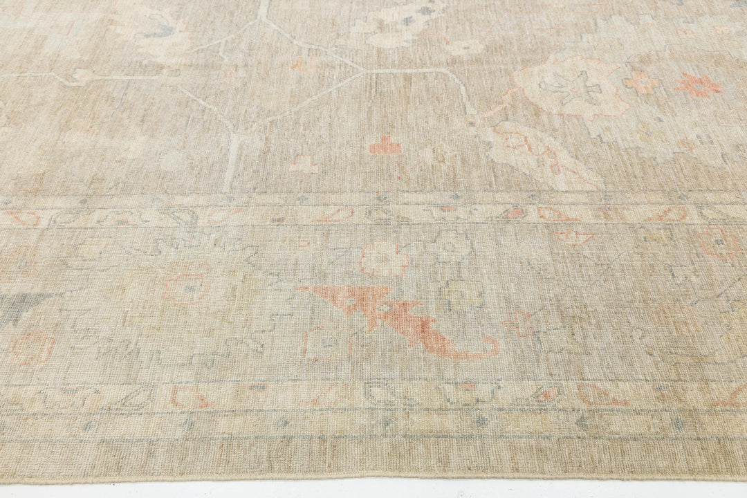 Modern Oushak Wool Rug 14 X 19