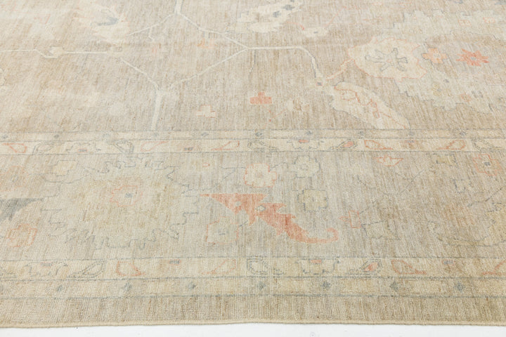 Modern Oushak Wool Rug 14 X 19