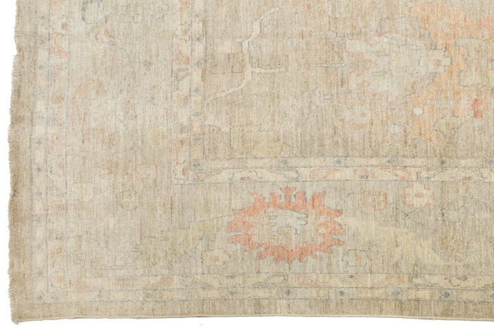 Modern Oushak Wool Rug 14 X 19
