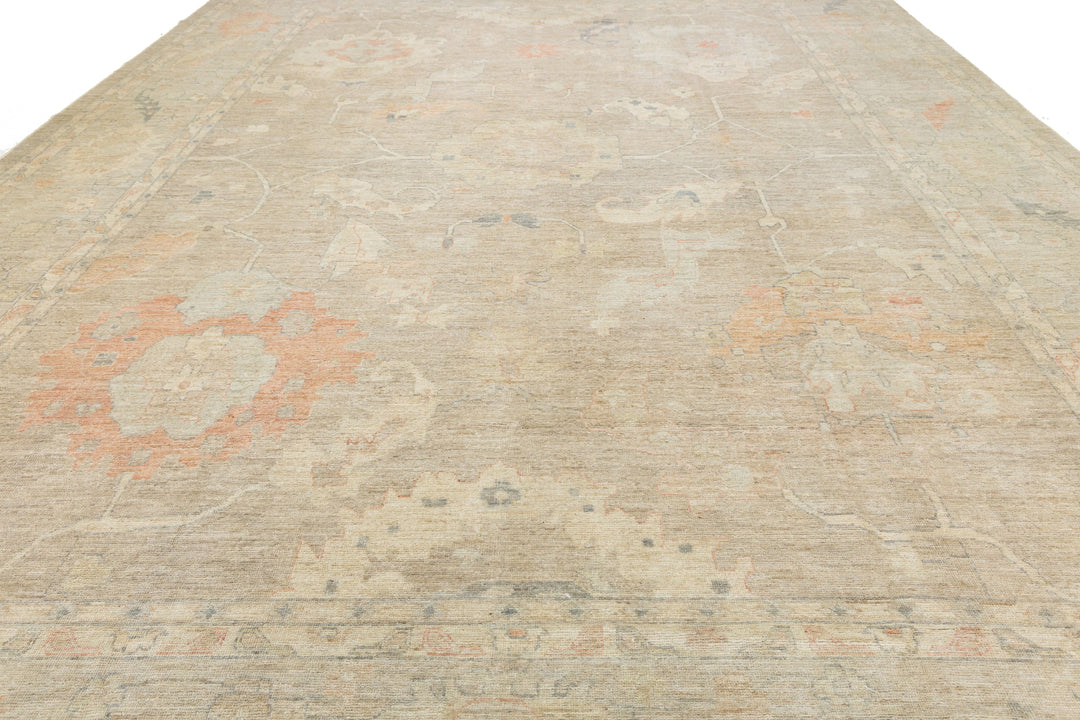Modern Oushak Wool Rug 14 X 19