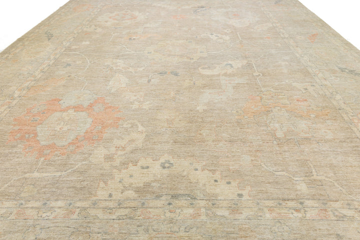 Modern Oushak Wool Rug 14 X 19