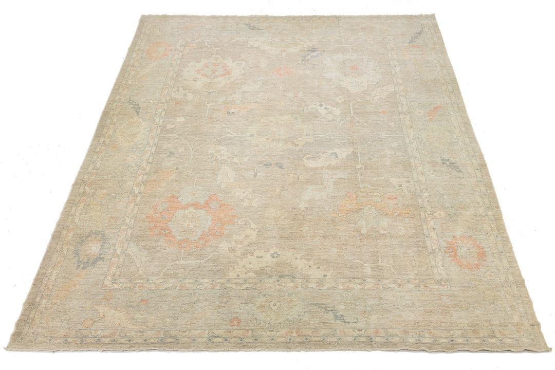 Modern Oushak Wool Rug 14 X 19