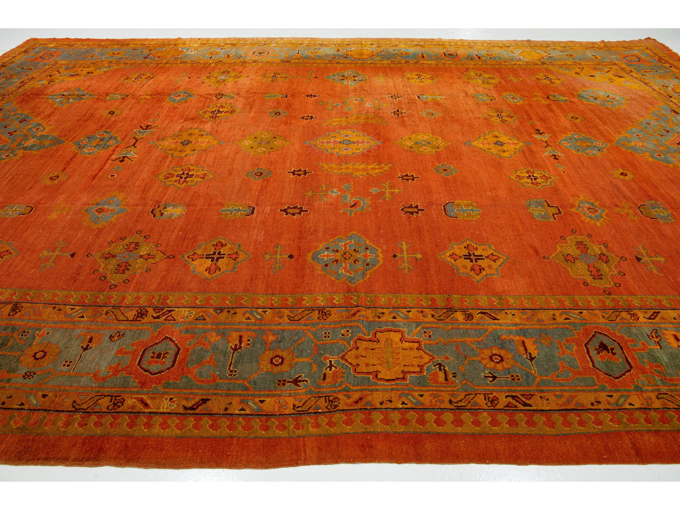 Antique Turkish Oushak Wool Rug 13 X 19