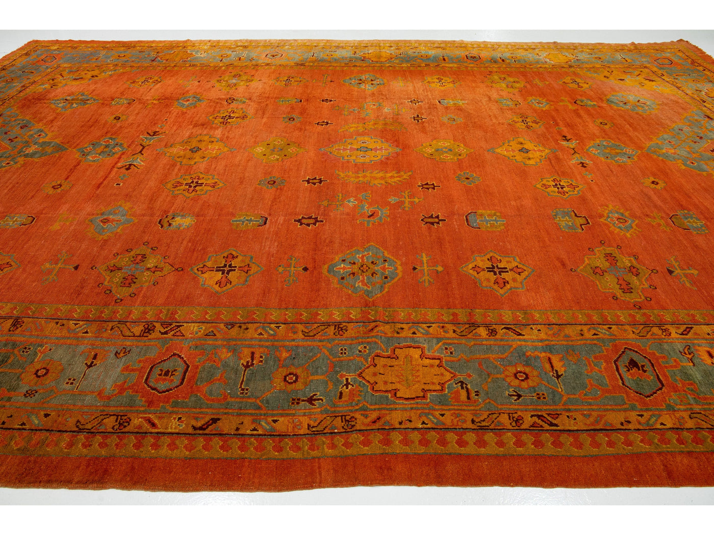 Antique Turkish Oushak Wool Rug 13 X 19