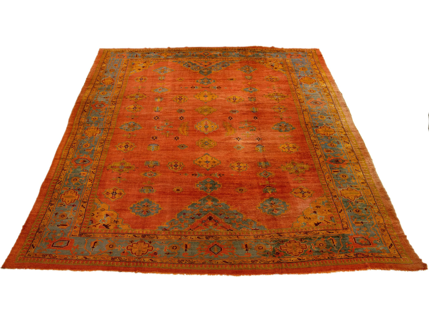 Antique Turkish Oushak Wool Rug 13 X 19