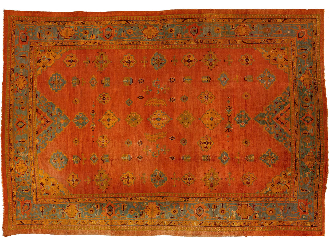 Antique Turkish Oushak Wool Rug 13 X 19