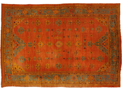 Antique Turkish Oushak Wool Rug 13 X 19