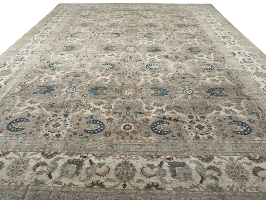 Antique Tabriz Wool Rug 13 X 19