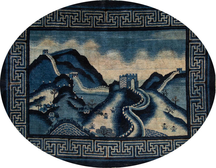 Antique Art Deco Chinese Square Wool Rug 6 X 7