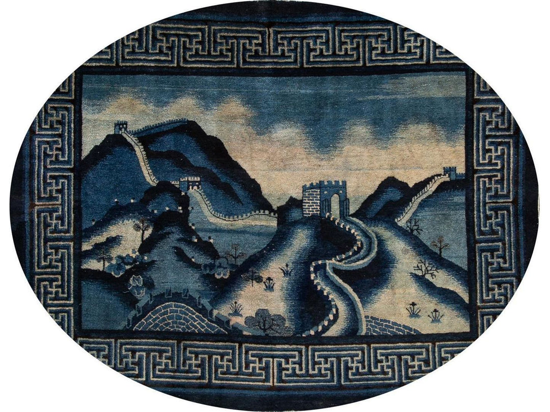 Antique Art Deco Chinese Square Wool Rug 6 X 7