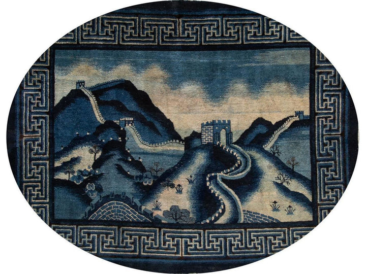 Antique Art Deco Chinese Square Wool Rug 6 X 7