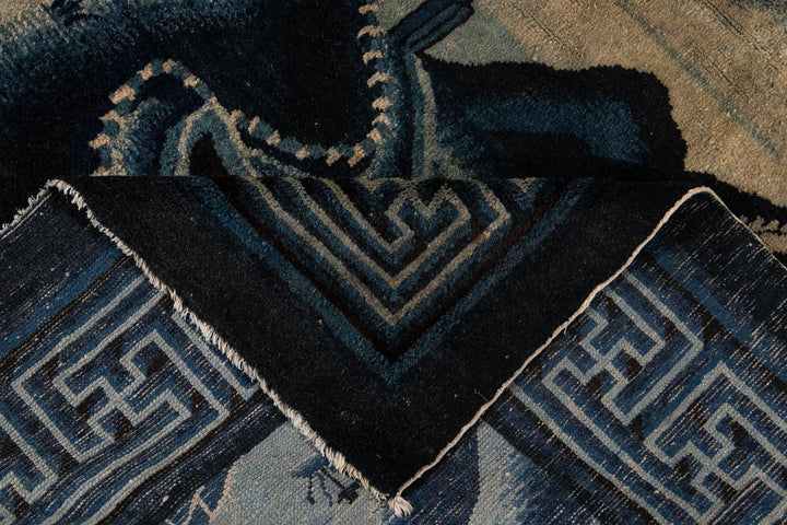 Antique Art Deco Chinese Square Wool Rug 6 X 7