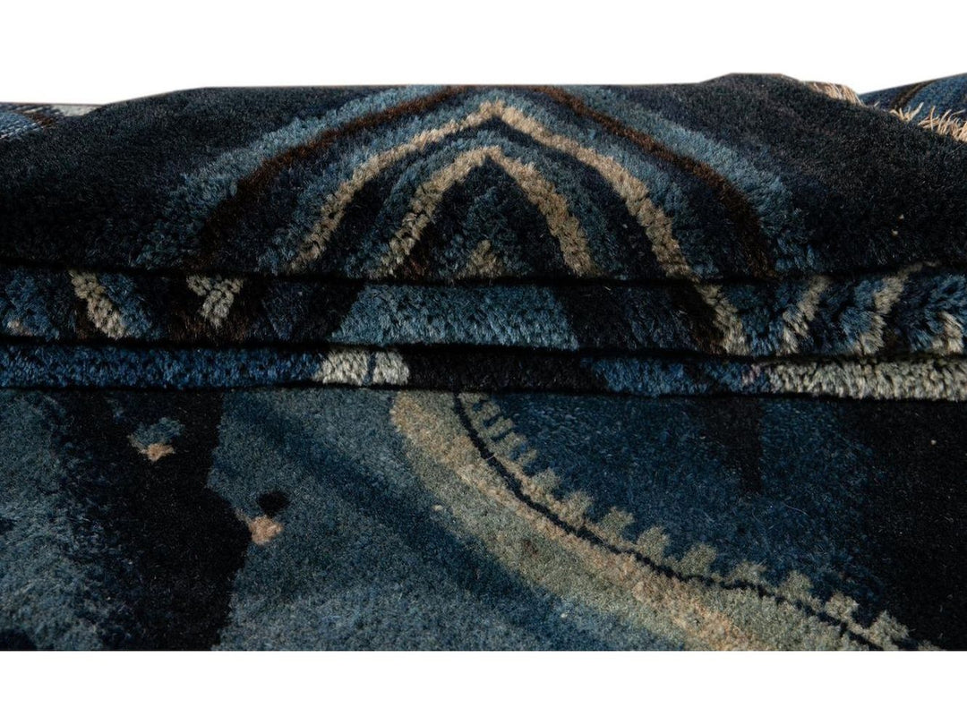 Antique Art Deco Chinese Square Wool Rug 6 X 7