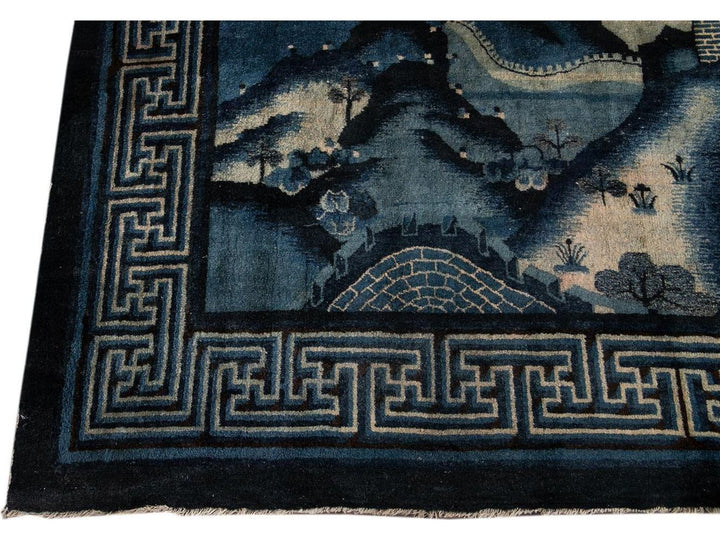 Antique Art Deco Chinese Square Wool Rug 6 X 7