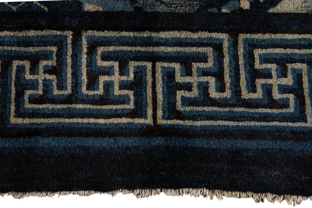Antique Art Deco Chinese Square Wool Rug 6 X 7