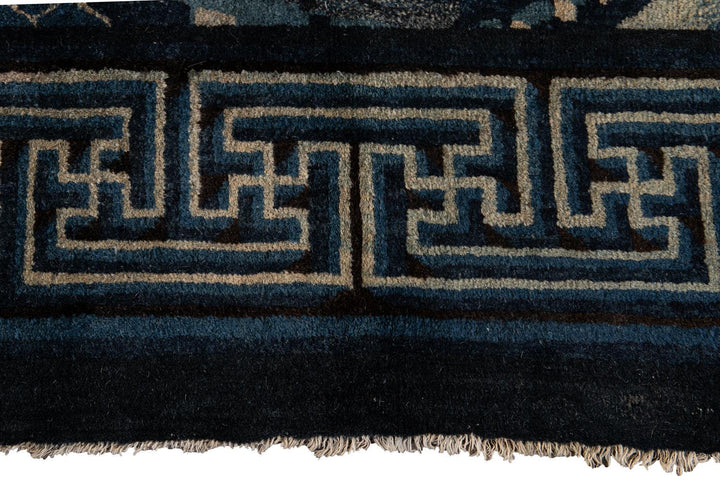 Antique Art Deco Chinese Square Wool Rug 6 X 7