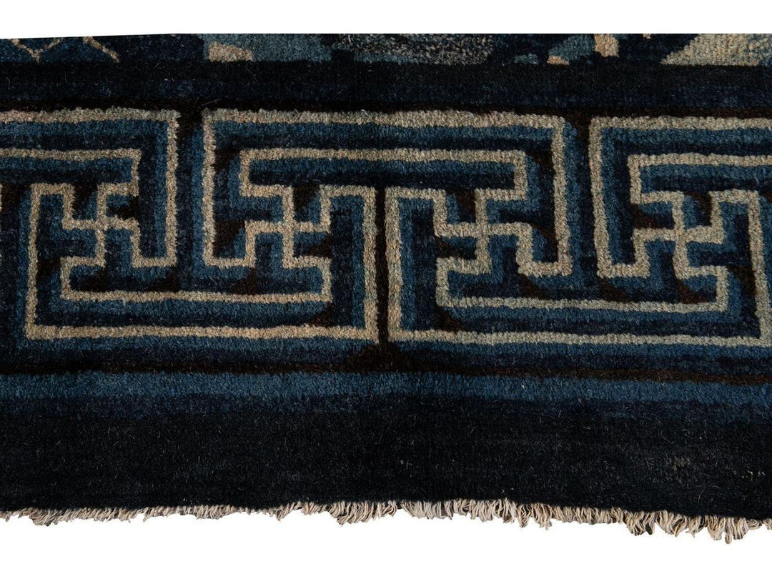 Antique Art Deco Chinese Square Wool Rug 6 X 7