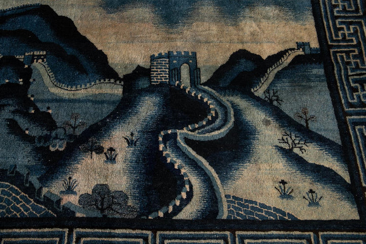 Antique Art Deco Chinese Square Wool Rug 6 X 7