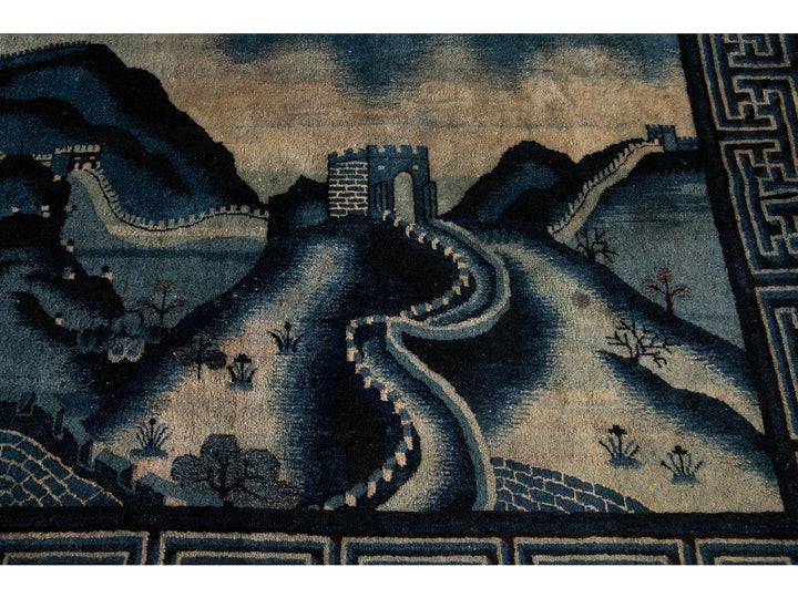 Antique Art Deco Chinese Square Wool Rug 6 X 7
