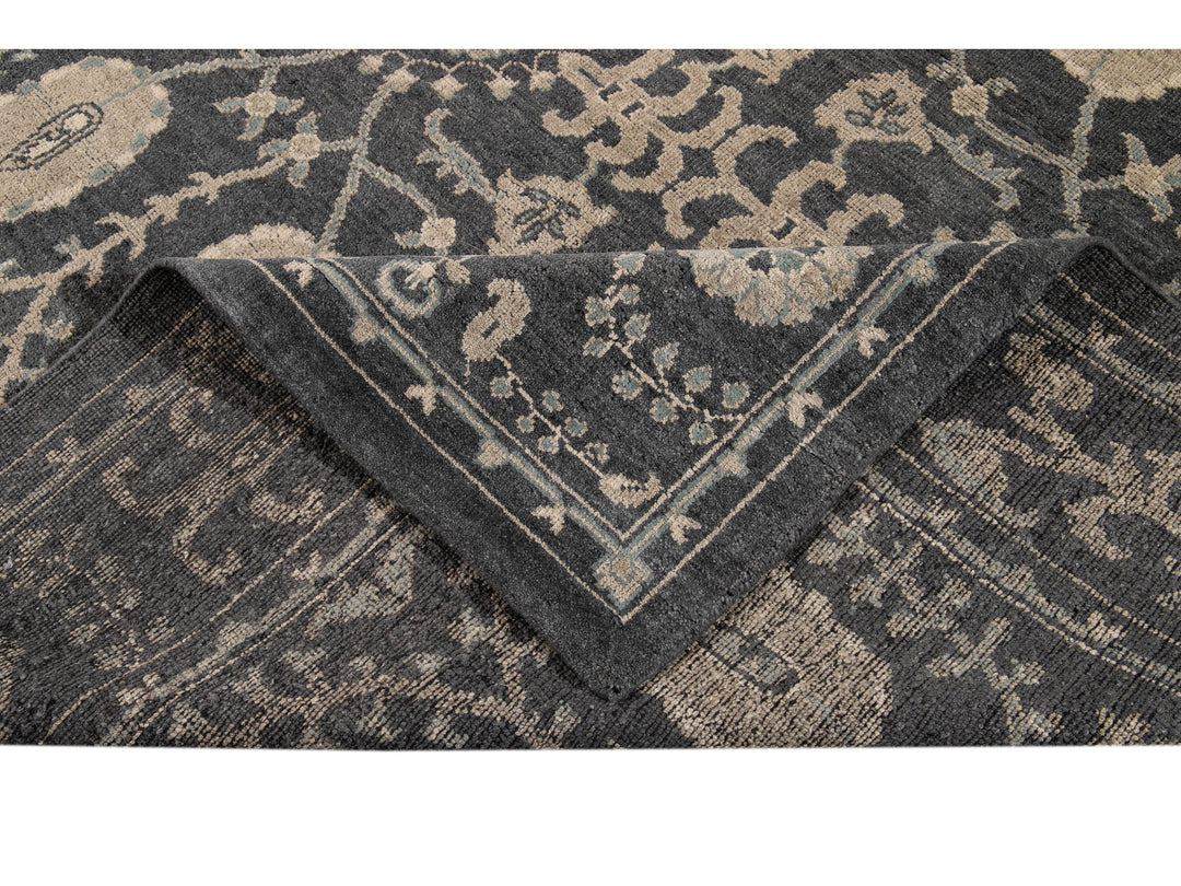 Modern Oushak Wool Rug 9 X 13