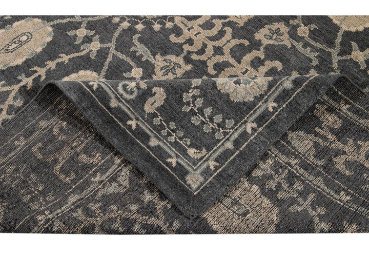 Modern Oushak Wool Rug 9 X 13