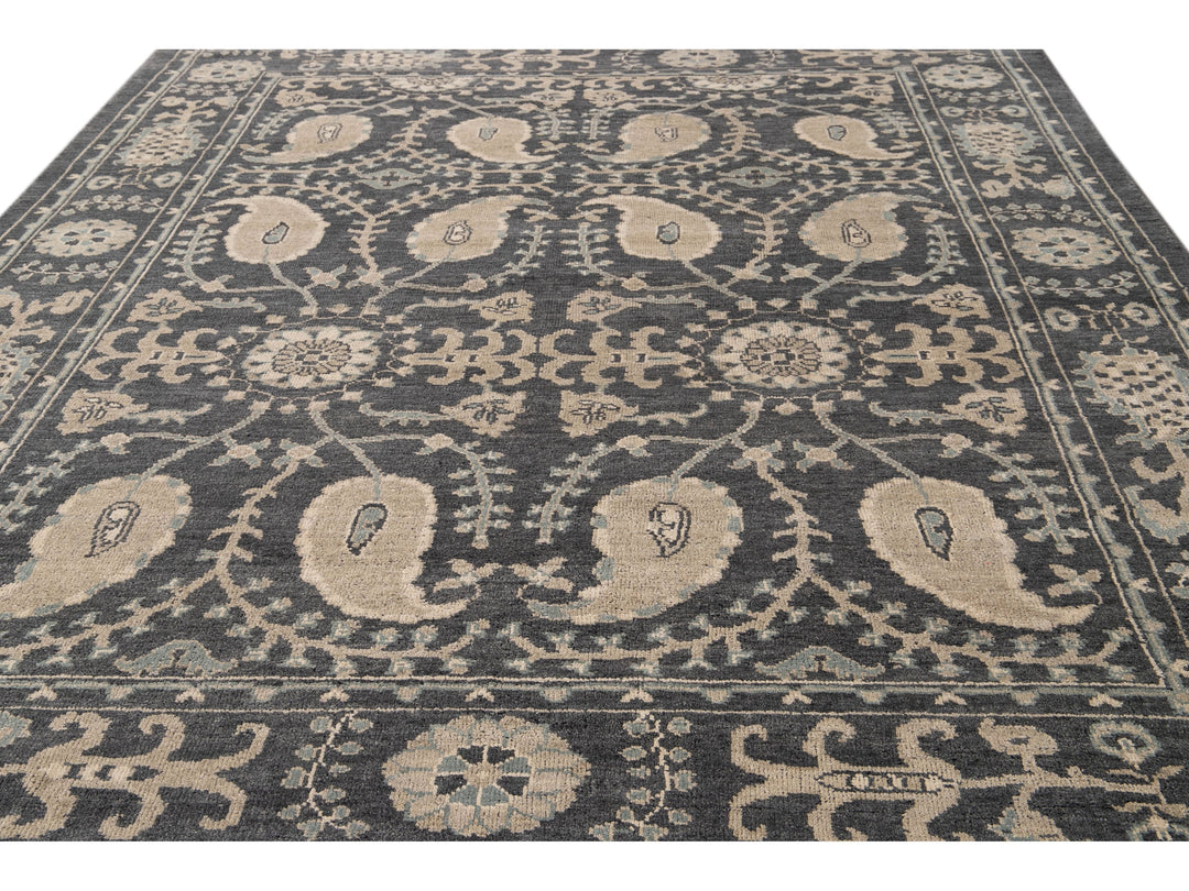 Modern Oushak Wool Rug 9 X 13