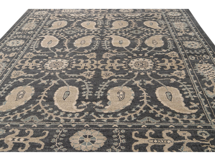Modern Oushak Wool Rug 9 X 13