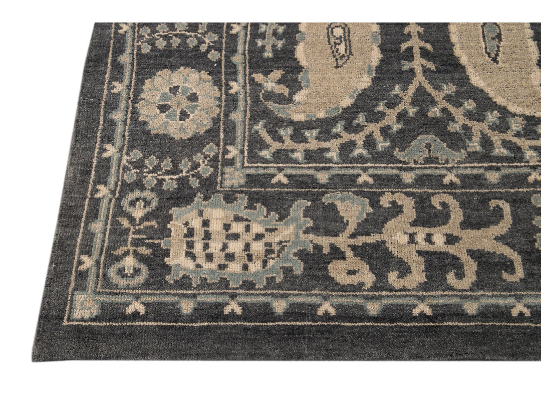 Modern Oushak Wool Rug 9 X 13