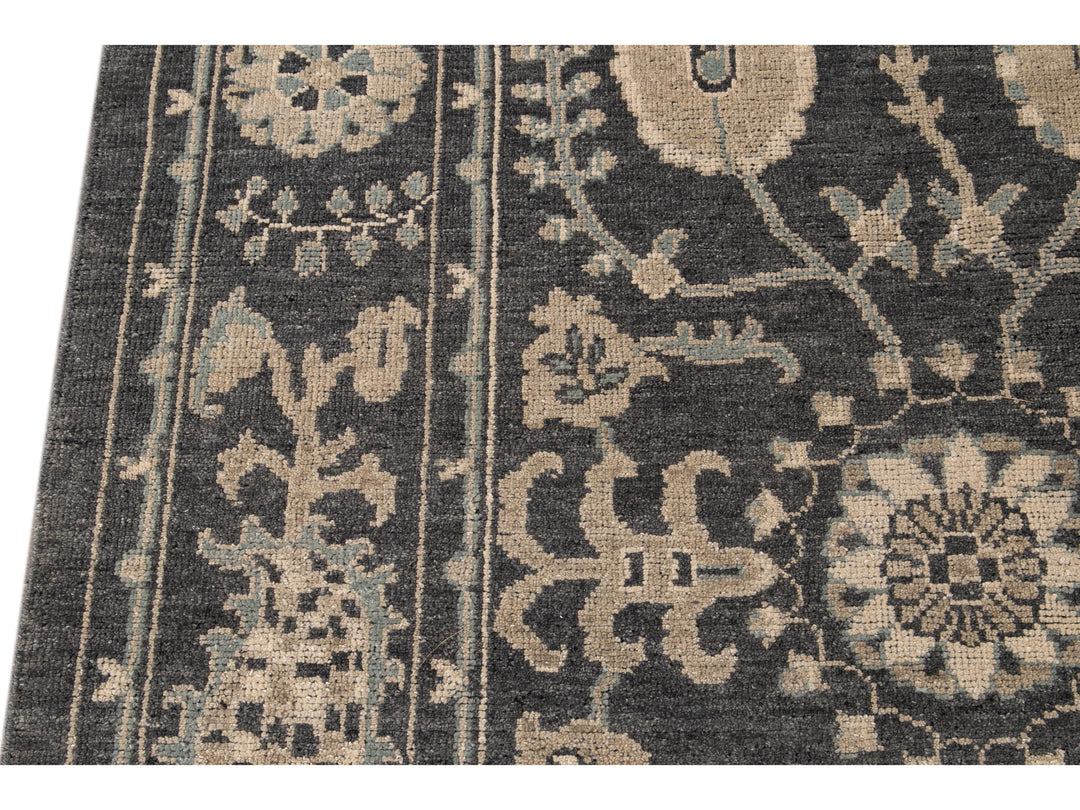 Modern Oushak Wool Rug 9 X 13