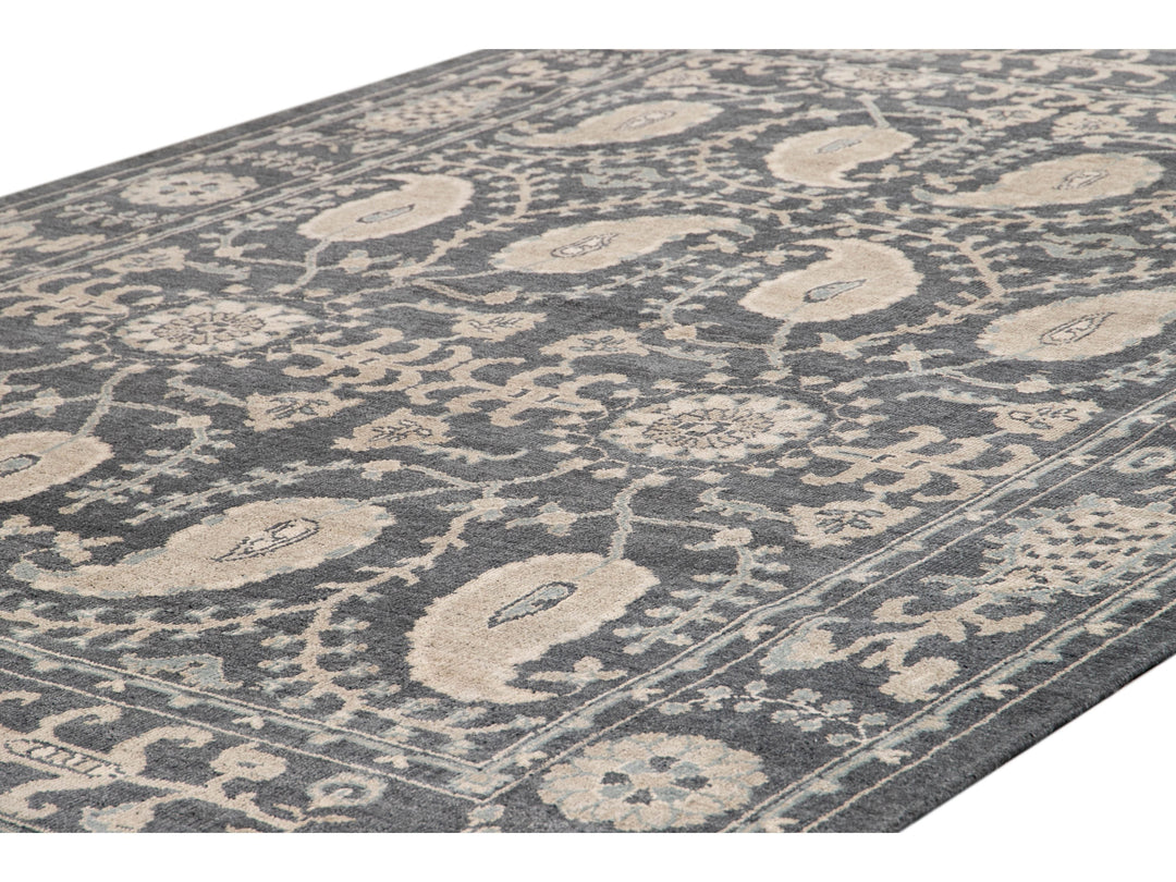 Modern Oushak Wool Rug 9 X 13