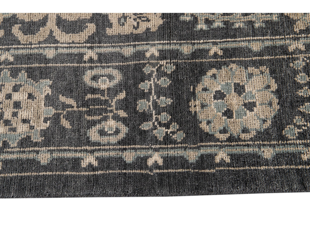 Modern Oushak Wool Rug 9 X 13