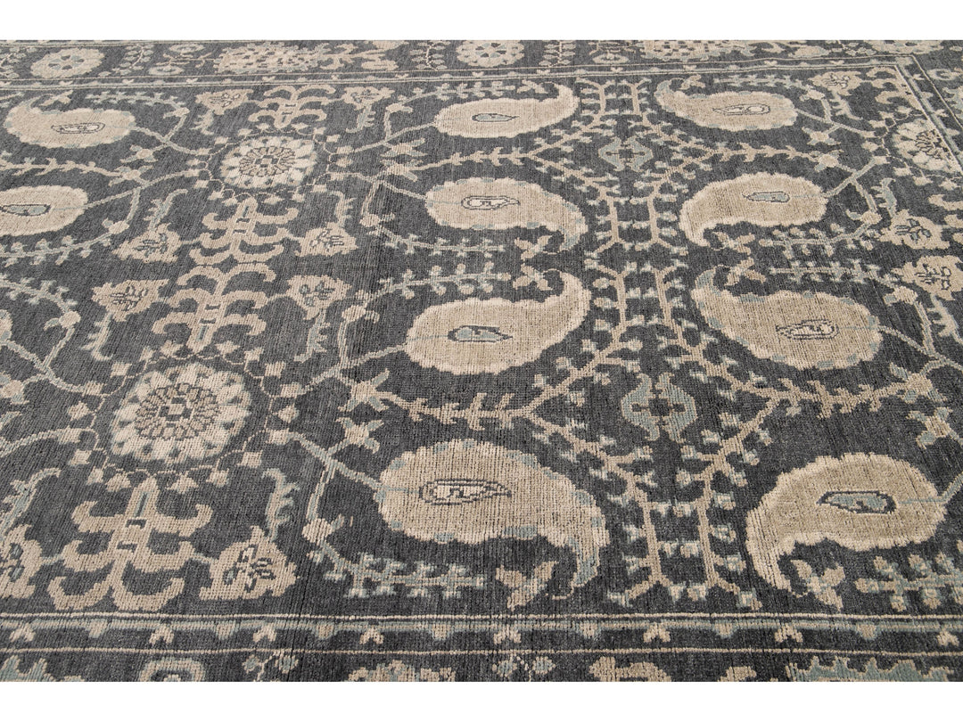 Modern Oushak Wool Rug 9 X 13