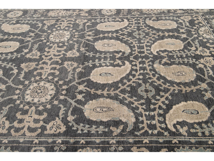 Modern Oushak Wool Rug 9 X 13