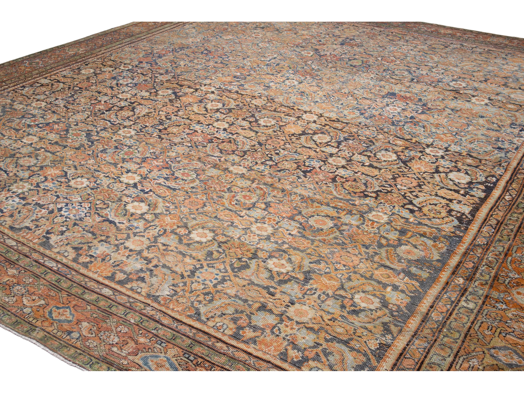 Antique Persian Mahal Wool Rug 13 X 14