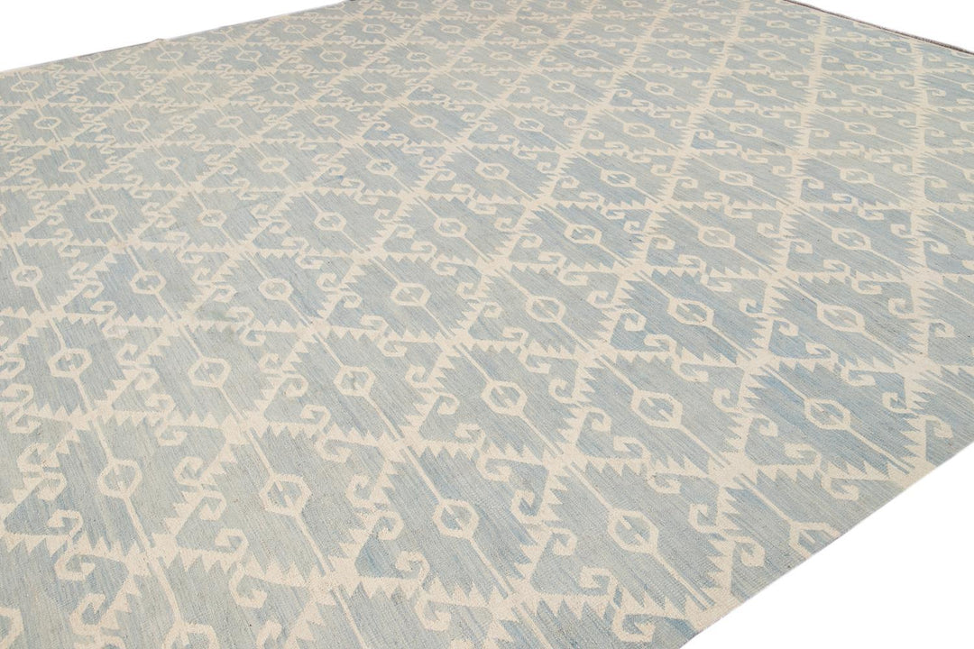 Modern Flatweave Kilim Wool Rug 13 X 15
