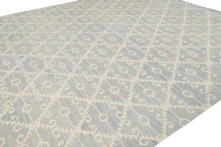 Modern Flatweave Kilim Wool Rug 13 X 15