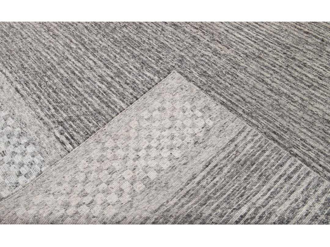 Contemporary Textured Loop Wool Rug 12 X 15