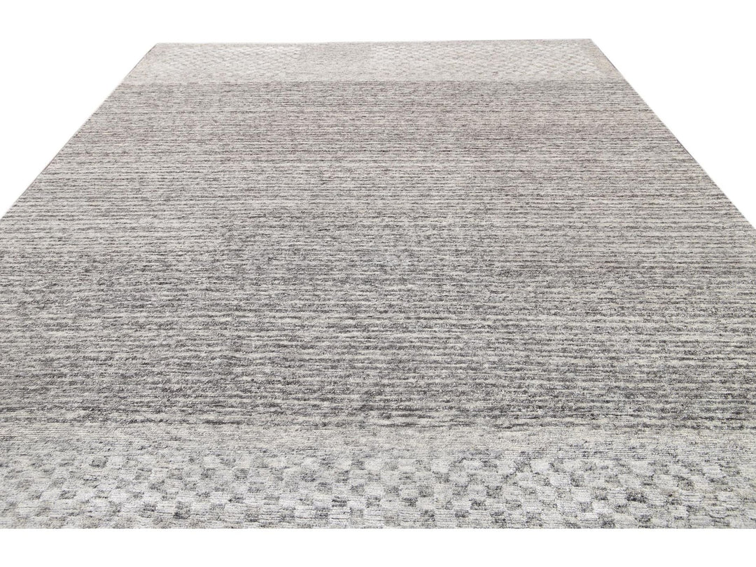 Contemporary Textured Loop Wool Rug 12 X 15