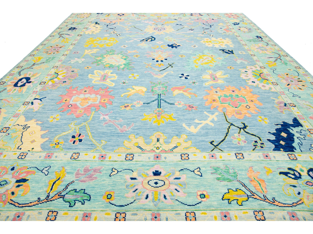 Modern Oushak Wool Rug 12 X 15