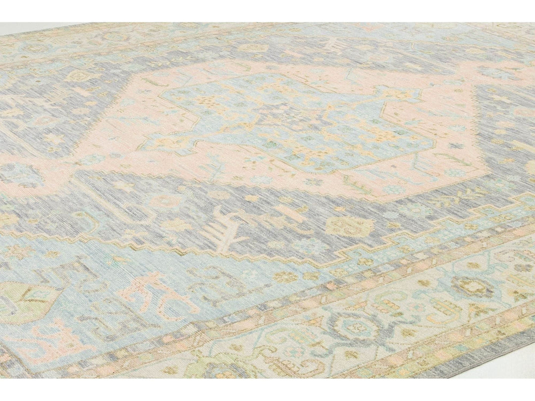 Modern Oushak Wool Rug 12 X 15