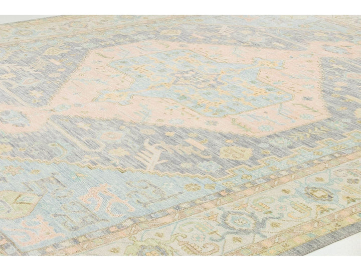 Modern Oushak Wool Rug 12 X 15