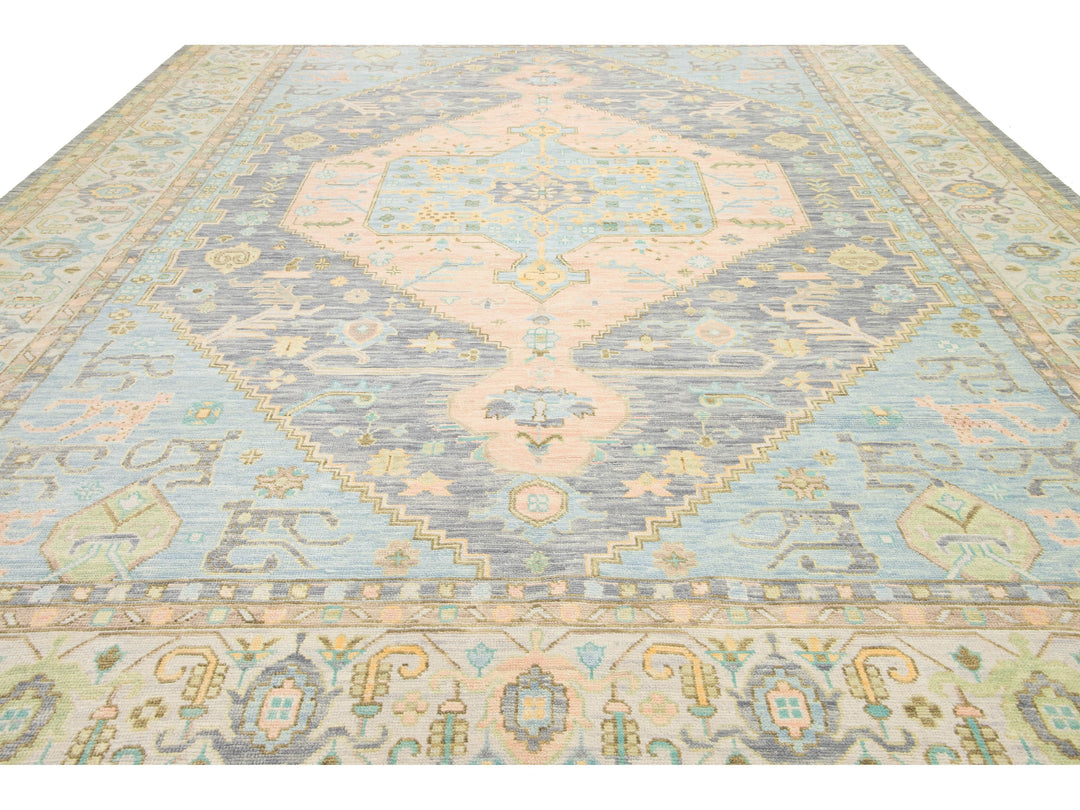 Modern Oushak Wool Rug 12 X 15