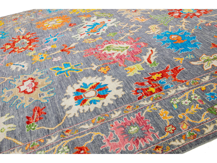 Modern Oushak Wool Rug 12 X 19