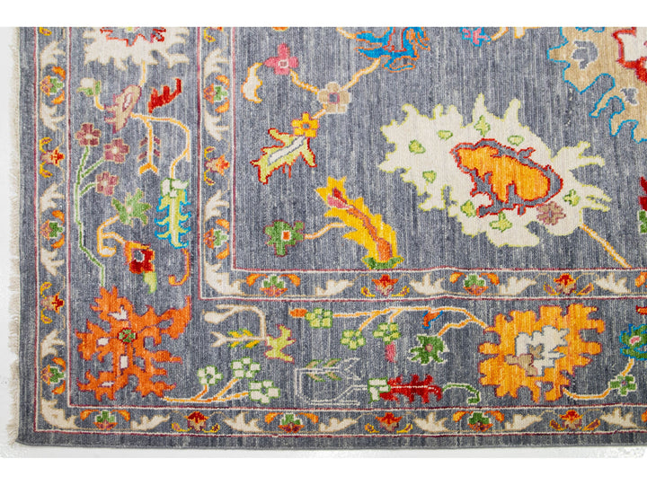 Modern Oushak Wool Rug 12 X 19