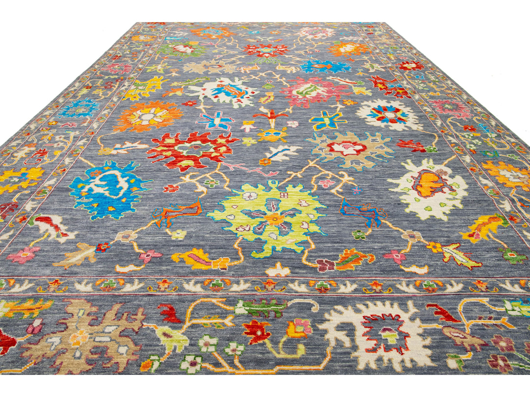 Modern Oushak Wool Rug 12 X 19