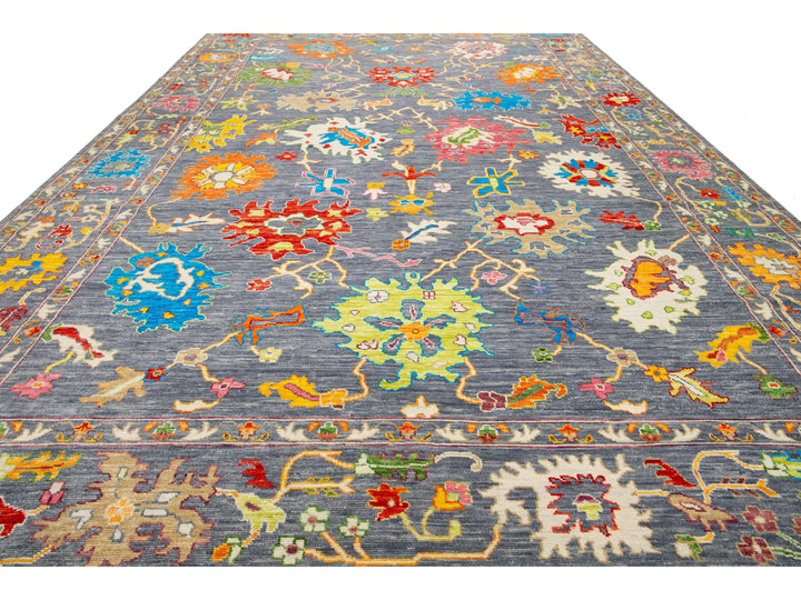 Modern Oushak Wool Rug 12 X 19